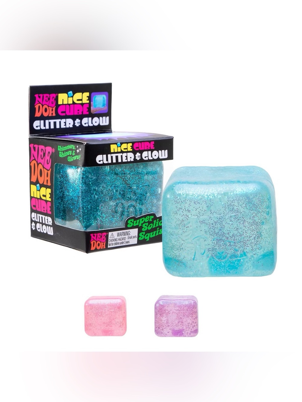 Nice Cube Glitter & Glow Super Solid Squish - Aqua Glitter